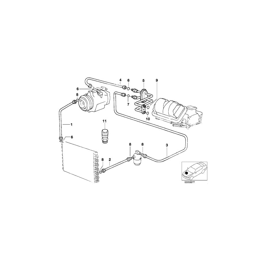 Genuine BMW 64538363442 E36 E36 Suction Pipe Evaporator-Compressor (Inc. Z3 2.8, 320i & 323i) | Duco Car Parts UK Car Parts