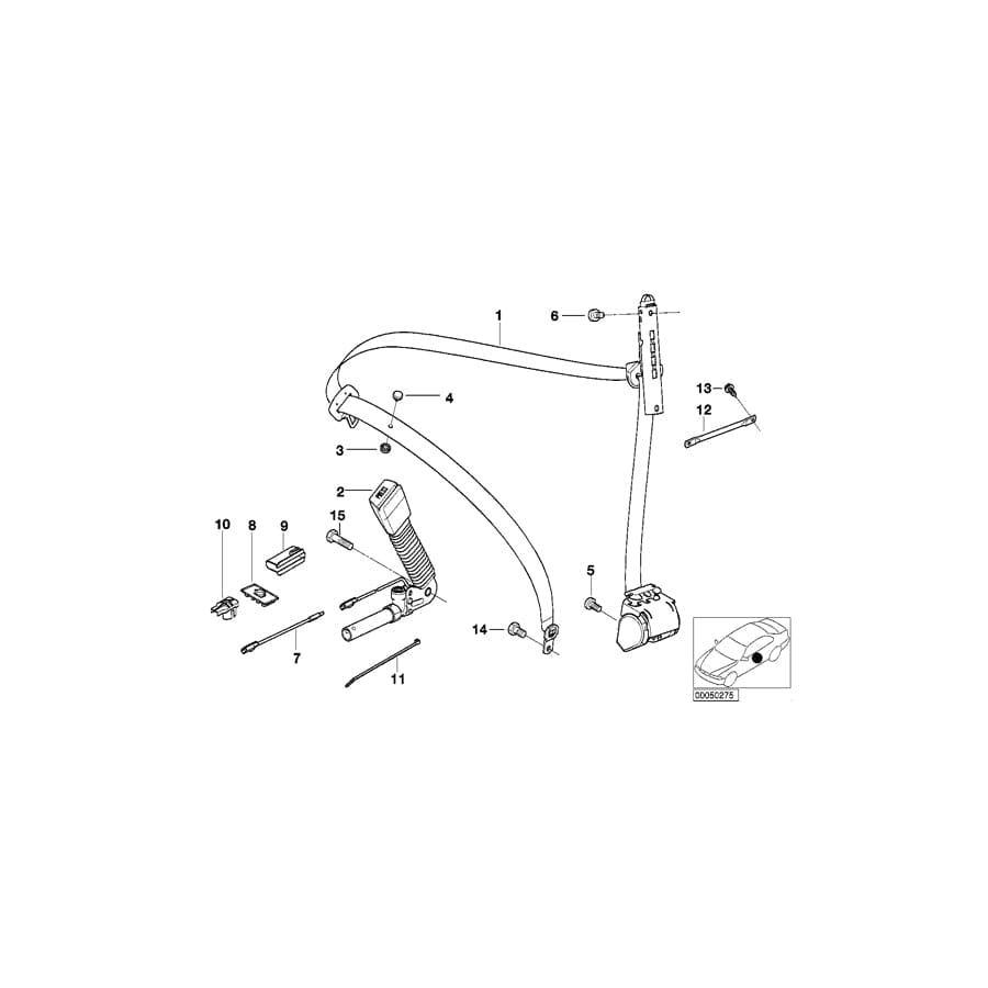 Genuine BMW 72118240232 E46 Rght Frnt Upper Belt W/O Force Limiter (Inc. 325i, 330d & 330i) | Duco Car Parts UK Car Parts