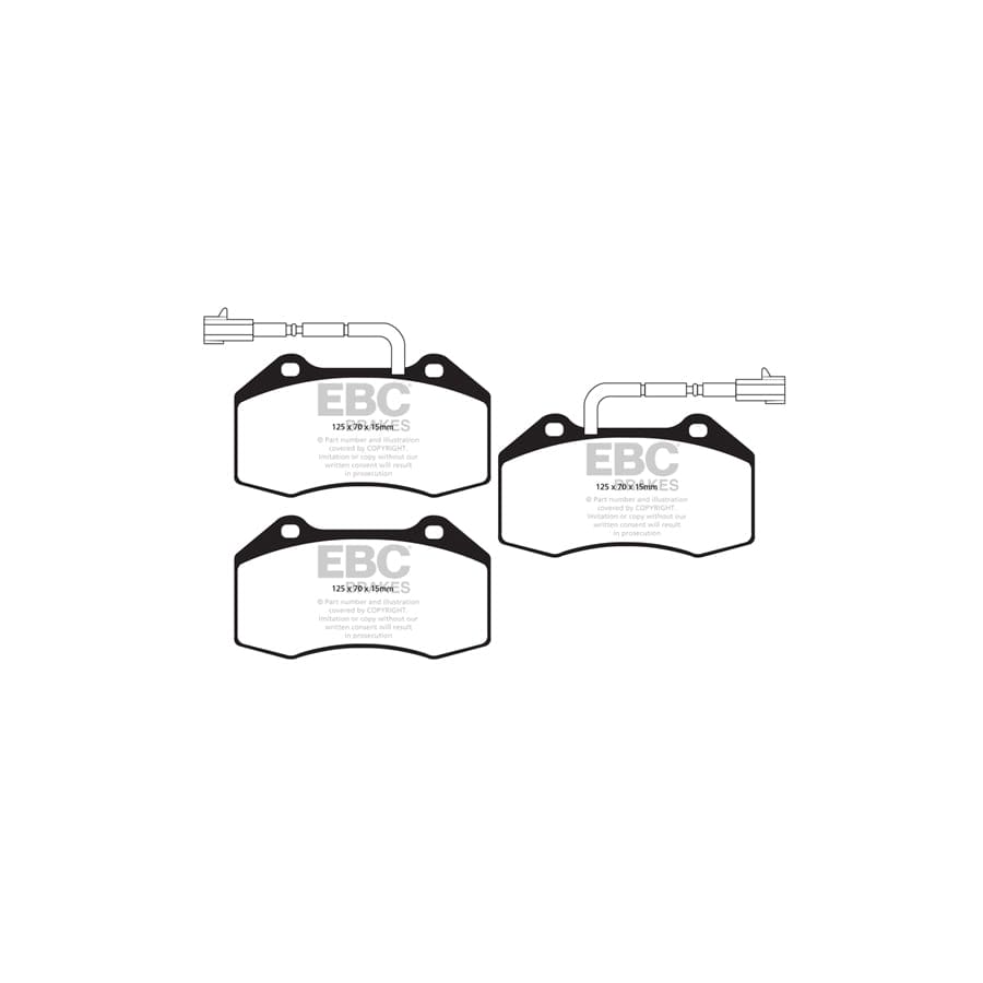 EBC PD03KF005 Abarth Fiat Punto Evo Yellowstuff Front Brake Pad & Plain Disc Kit 2 | Duco Car Parts UK Car Parts