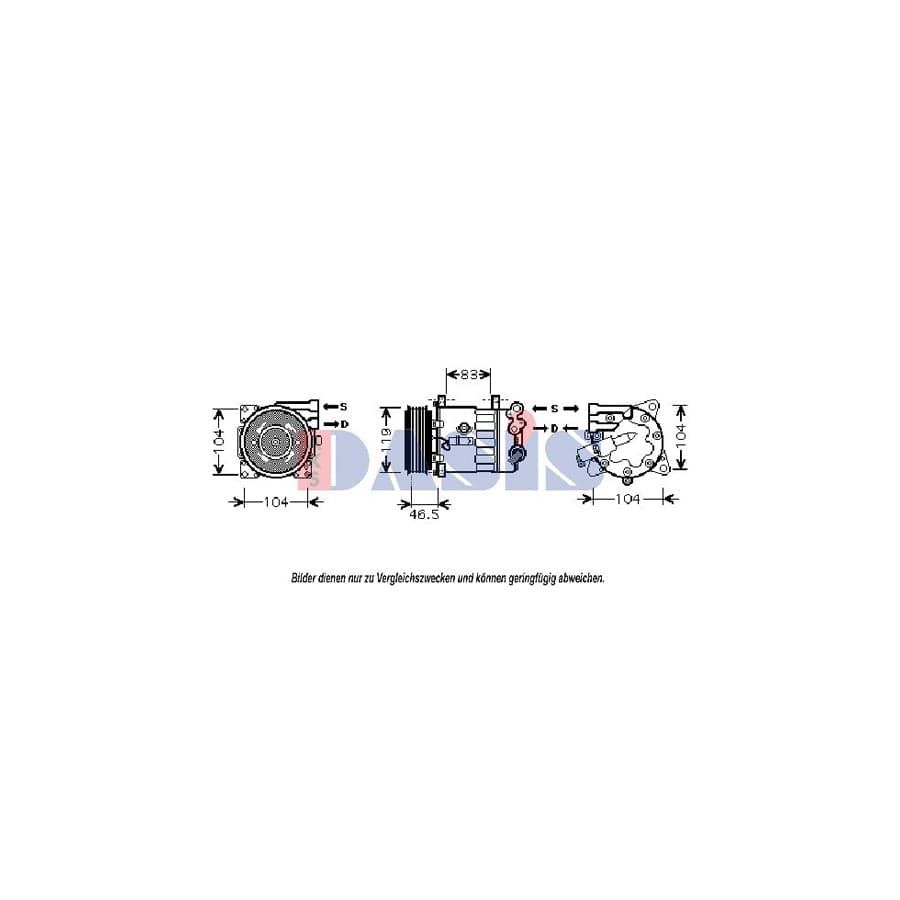 AKS Dasis 851872N Compressor, Air Conditioning For Peugeot 406 Saloon | Duco Car Parts UK