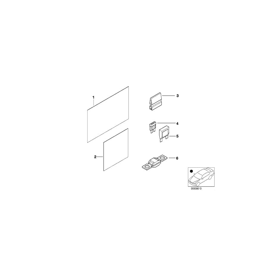 Genuine BMW 61136902099 E53 Stick-On Label, Fuse Grouping, Rear ENGLISH (Inc. X5 3.0d, X5 3.0i & X5 4.4i) | Duco Car Parts UK Car Parts