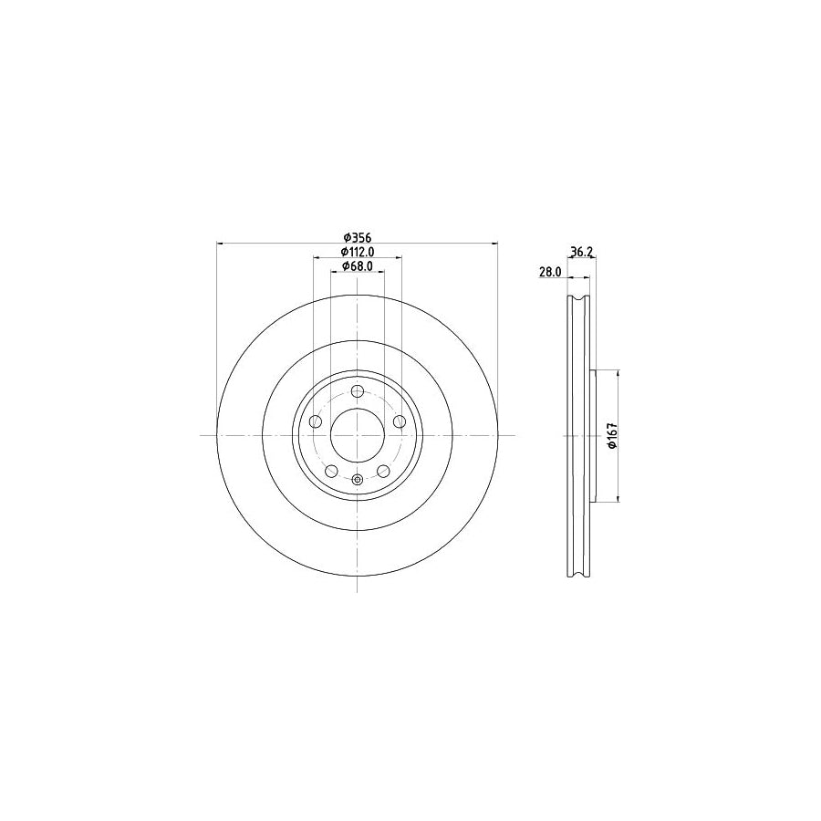 Hella 8DD 355 134-851 Brake Disc For Porsche Macan (95B)