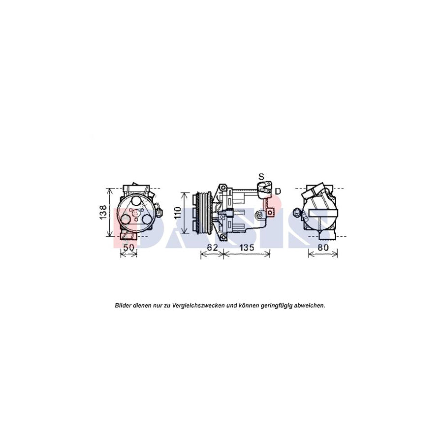 AKS Dasis 851925N Compressor, Air Conditioning For Nissan TIIda | Duco Car Parts UK