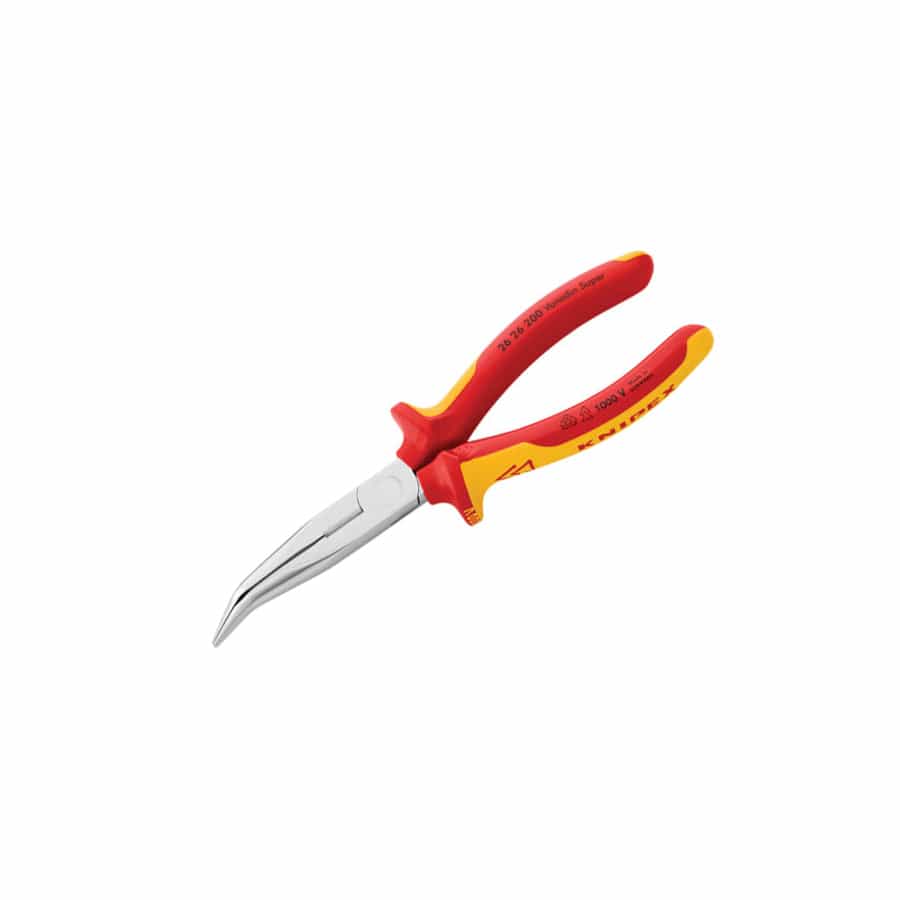 Knipex KPX2626200 VDE Long Bent Snipe Nose Side Cutting Pliers 200mm | Duco Car Parts UK