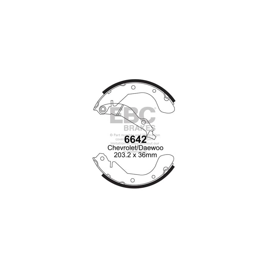 EBC 6642 Chevrolet Daewoo Rear Brake Shoes (Inc. Aveo & Kalos) 1 | Duco Car Parts UK Car Parts