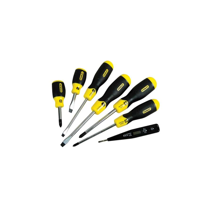 STANLEY® STA065009 Cushion Grip Screwdriver Set, 7 Piece/Voltage Tester | Duco Car Parts UK