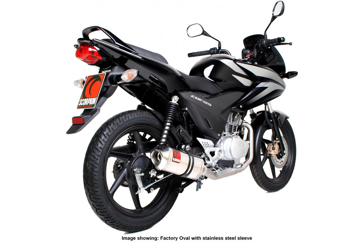 Scorpion EHA107CEO Honda CBF125 Factory Oval Full System - Carbon Fibre Sleeve | Duco Car Parts UK UK