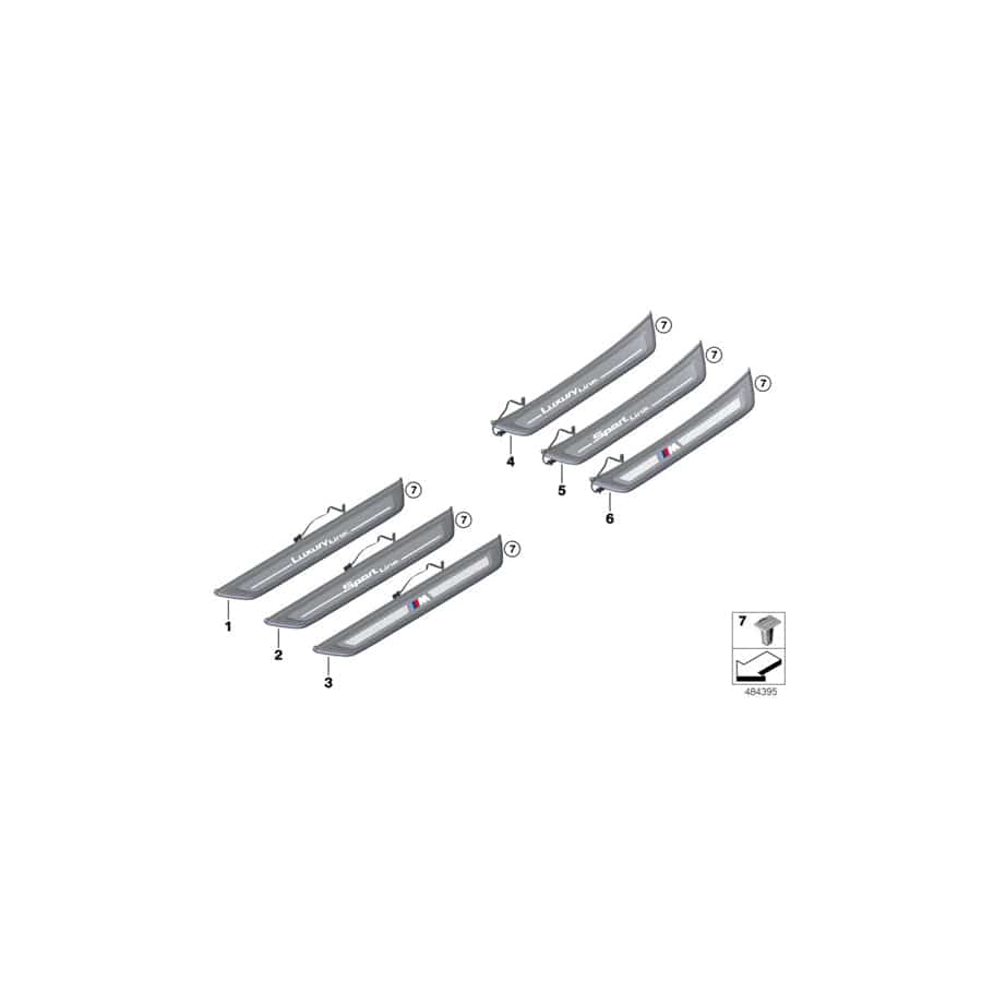 Genuine BMW 51477407030 G32 Cover, Door Sill, Lighted, Rear Right SPORT LINE (Inc. 630i, 640iX & 640dX) | Duco Car Parts UK Car Parts