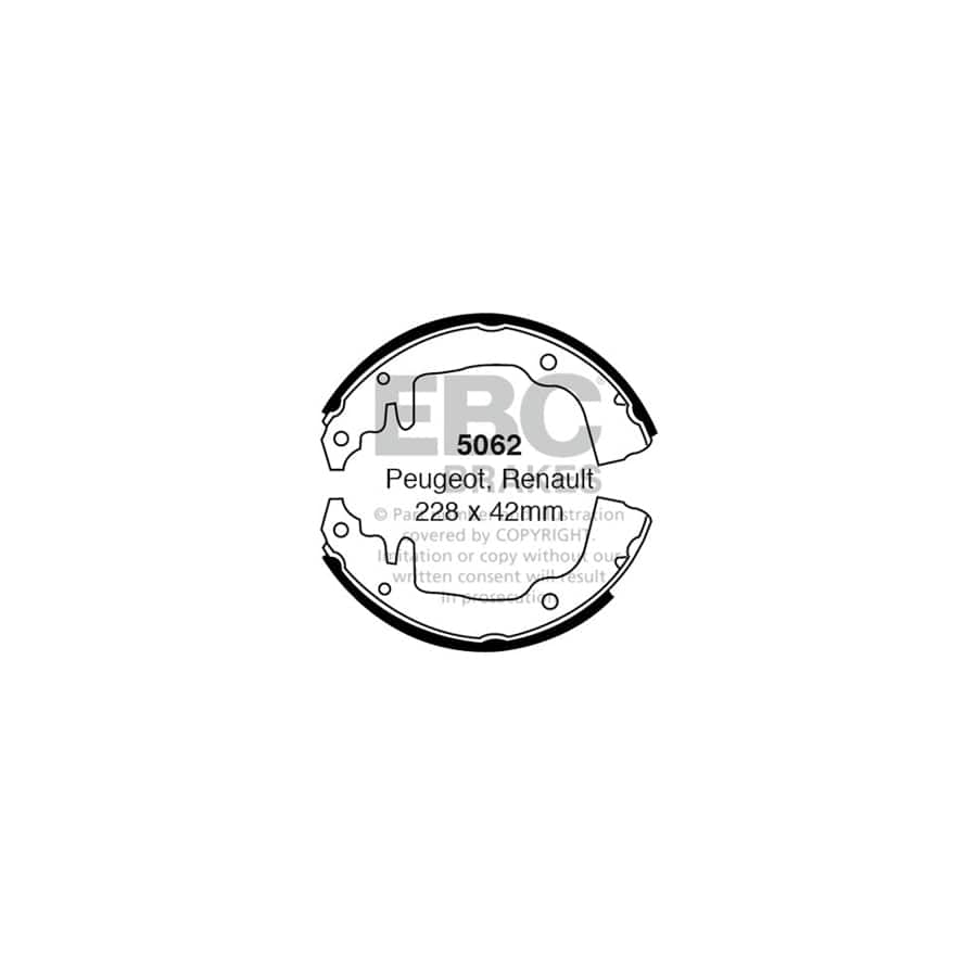 EBC 5062 Peugeot Renault Front/Rear Brake Shoes (Inc. Peugeot 204 & 304) 1 | Duco Car Parts UK Car Parts
