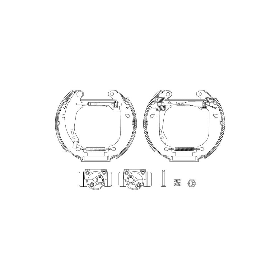Hella Shoe Kit Pro 8DB 355 004-611 Brake Set, Drum Brakes For Peugeot 206