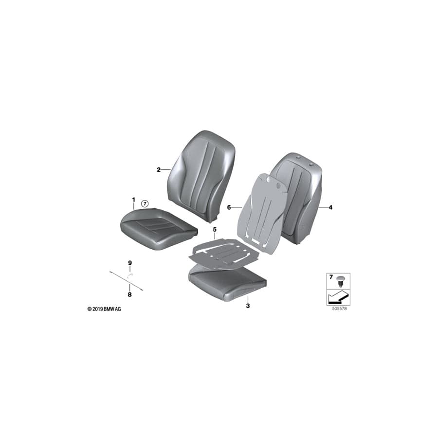 Genuine BMW 52107457672 G31 G30 G32 Basic Backrest Leather Cover, Right LCDO CAN.BEIGE (Inc. 630d, 620d & 640i) | Duco Car Parts UK Car Parts