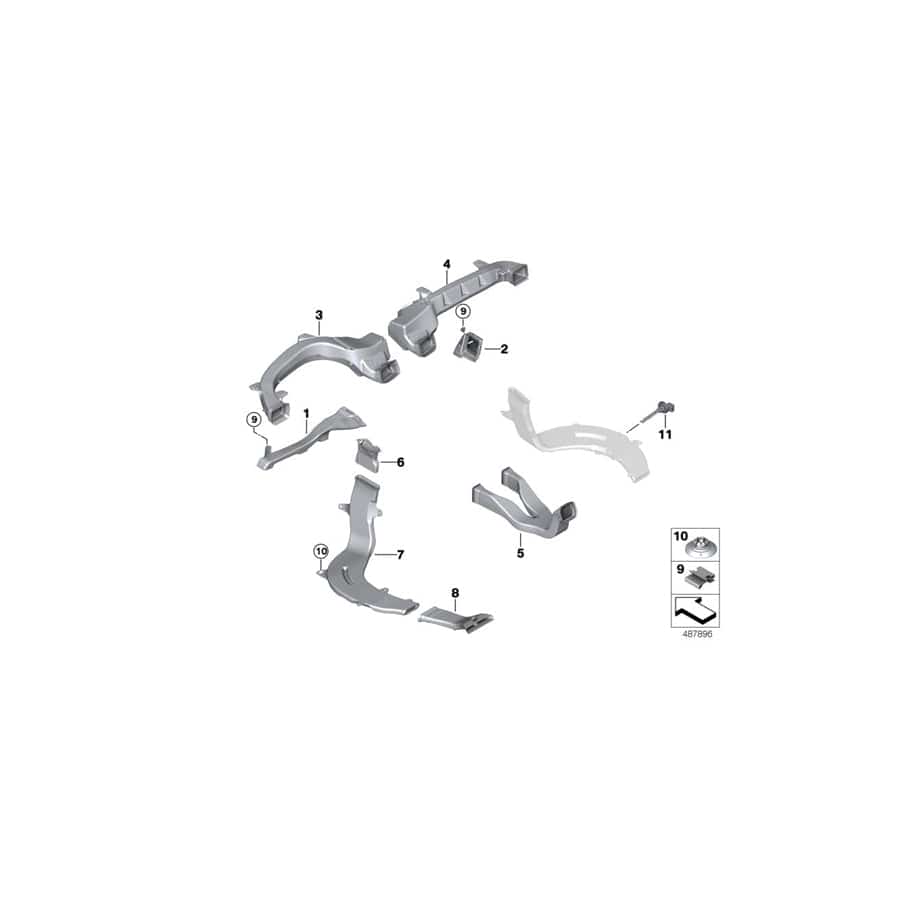 Genuine BMW 64227415163 M G02 G01 Adapter Rear Pass.Comp.Heating Duct Left (Inc. X4 20iX, X3 20iX & X3 M40iX) | Duco Car Parts UK Car Parts