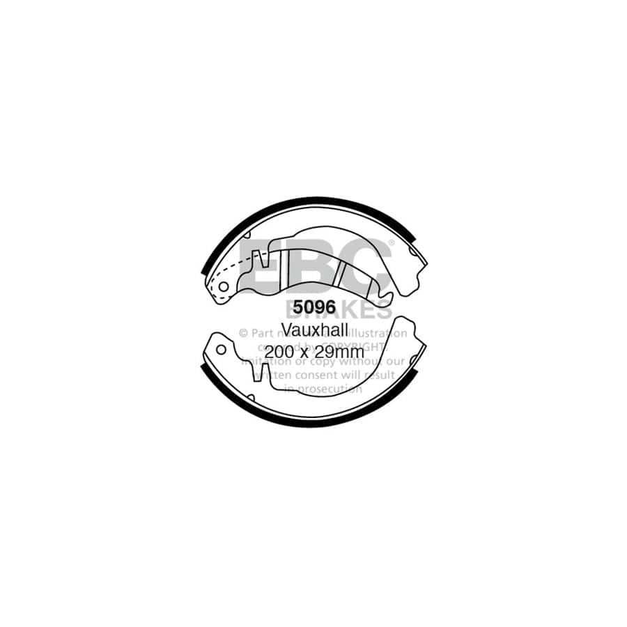 EBC 5096 Opel Rear Brake Shoes (Inc. GT, Kadett, Olympia) 1 | Duco Car Parts UK Car Parts