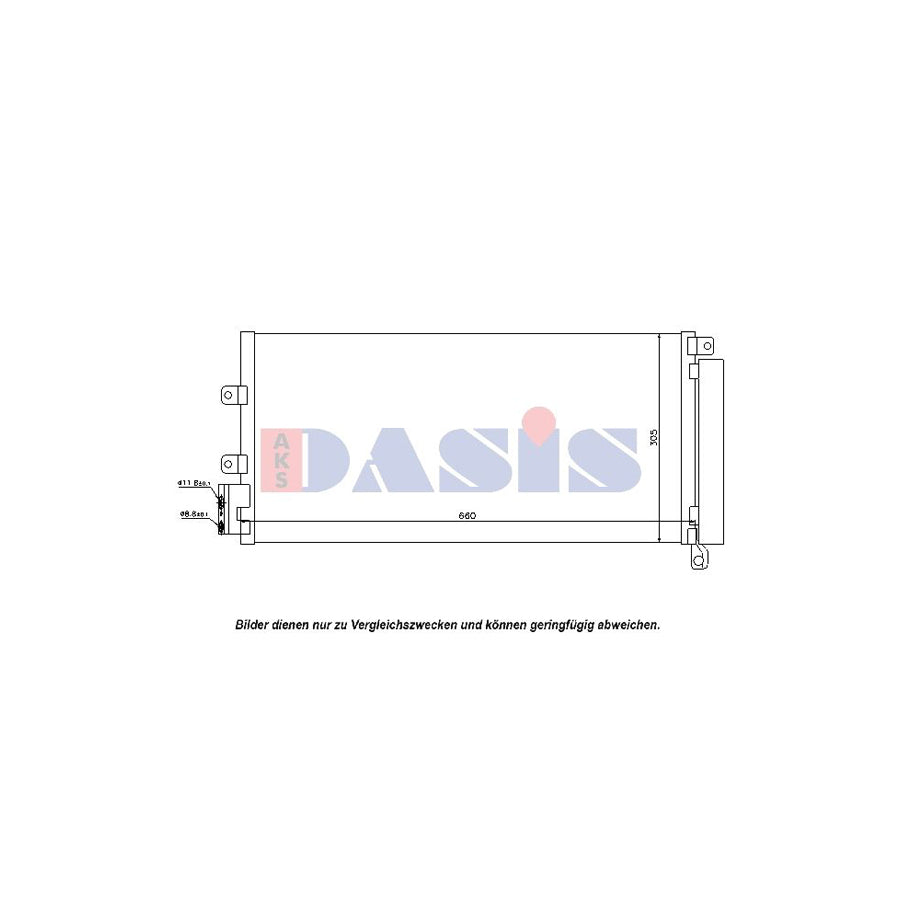 AKS Dasis 082046N Air Conditioning Condenser For Fiat Linea (323, 110) | Duco Car Parts UK