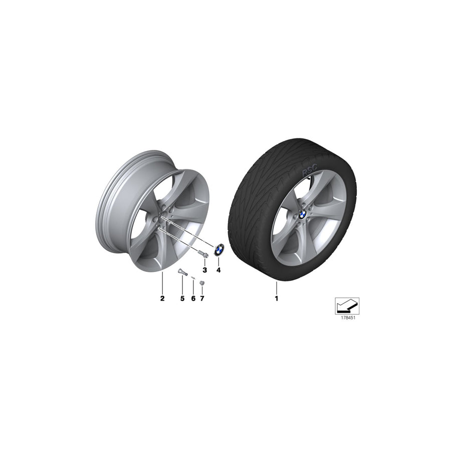 Genuine BMW 36116796114 F10 F06 F13 Light Alloy Rim 9JX20 ET:44 (Inc. 535d, 520d & Hybrid 5) | Duco Car Parts UK