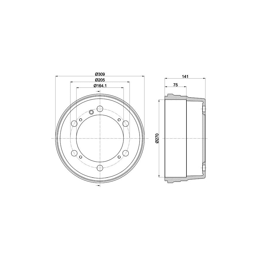 Hella 8DT 355 301-661 Brake Drum For VW Lt
