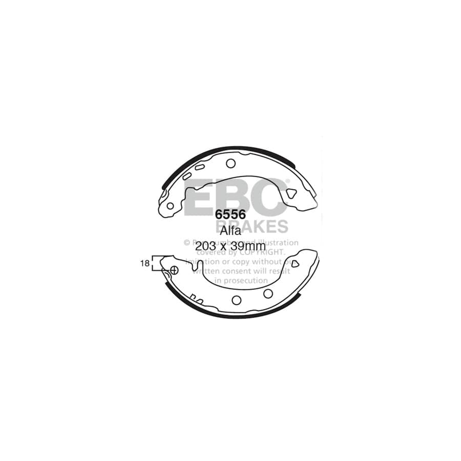 EBC 6556 Alfa Romeo Rear Brake Shoes - Girling/TRW/ATE Caliper (Inc. 33 & Sprint) 1 | Duco Car Parts UK Car Parts