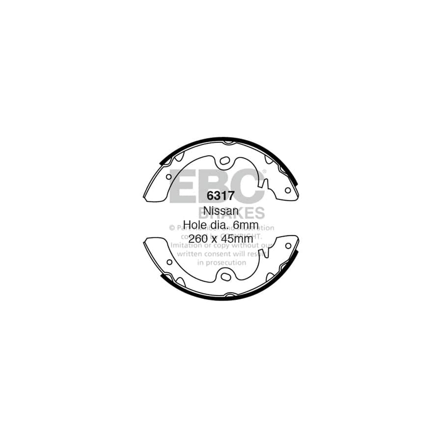 EBC 6317 Nissan Rear Brake Shoes (Inc. Pick Up & Urvan) 1 | Duco Car Parts UK Car Parts