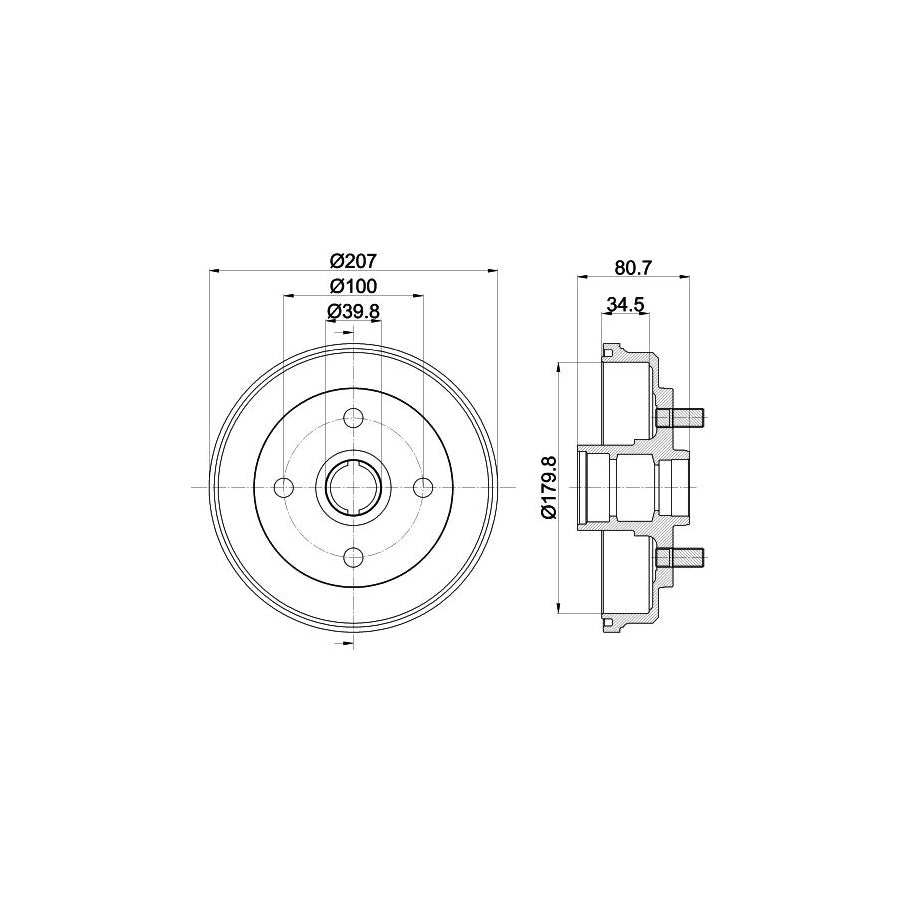 Hella 8DT 355 302-061 Brake Drum