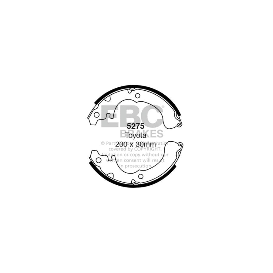 EBC 5275 Toyota Rear Brake Shoes (Inc. Corsa, Starlet, Tercel) 1 | Duco Car Parts UK Car Parts