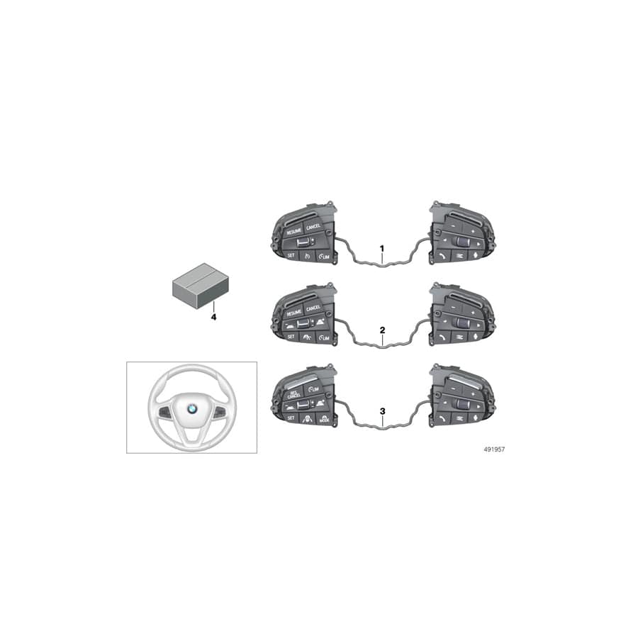 Genuine BMW 61319483006 G07 G05 G11 Switch, Multifunct. Steering Wheel (Inc. X5 30dX, 730Ld & X5 40i) | Duco Car Parts UK Car Parts