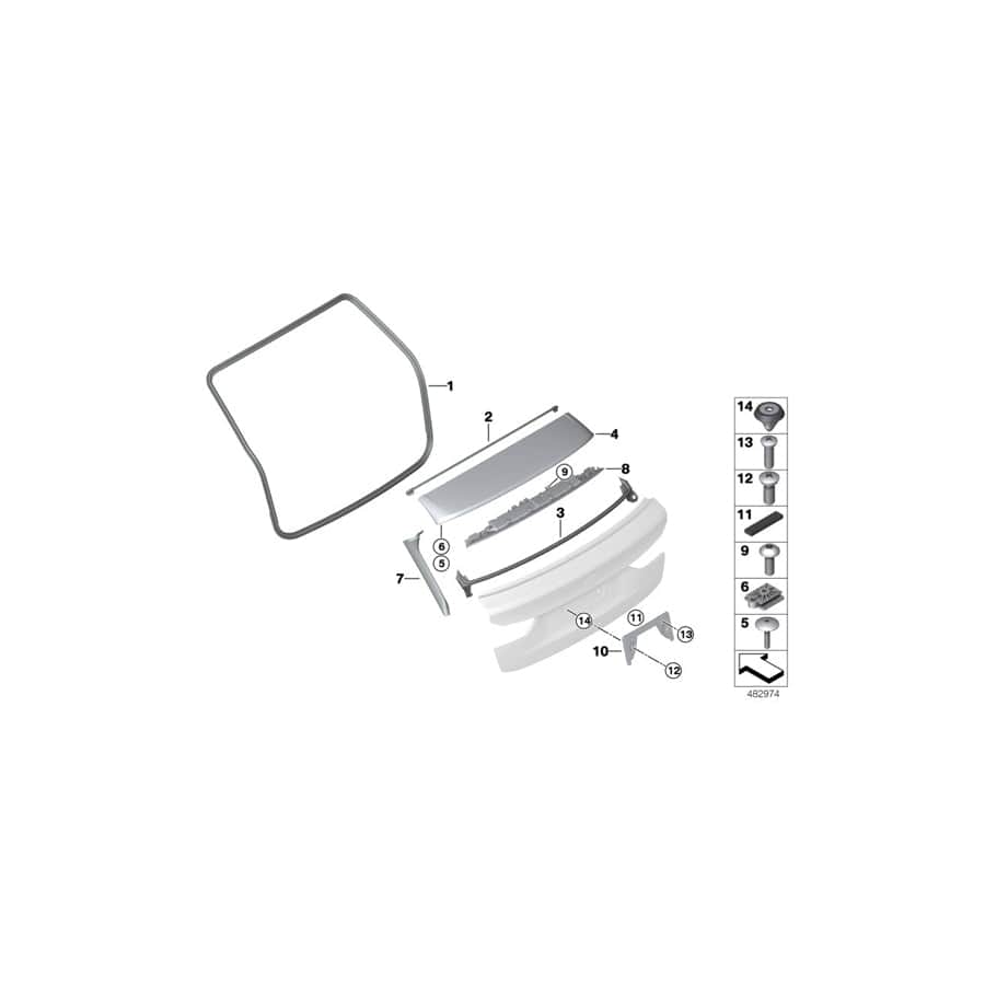 Genuine BMW 51767390377 G31 Seal For Roof, Rear (Inc. 520d, 530d & 520dX) | Duco Car Parts UK Car Parts