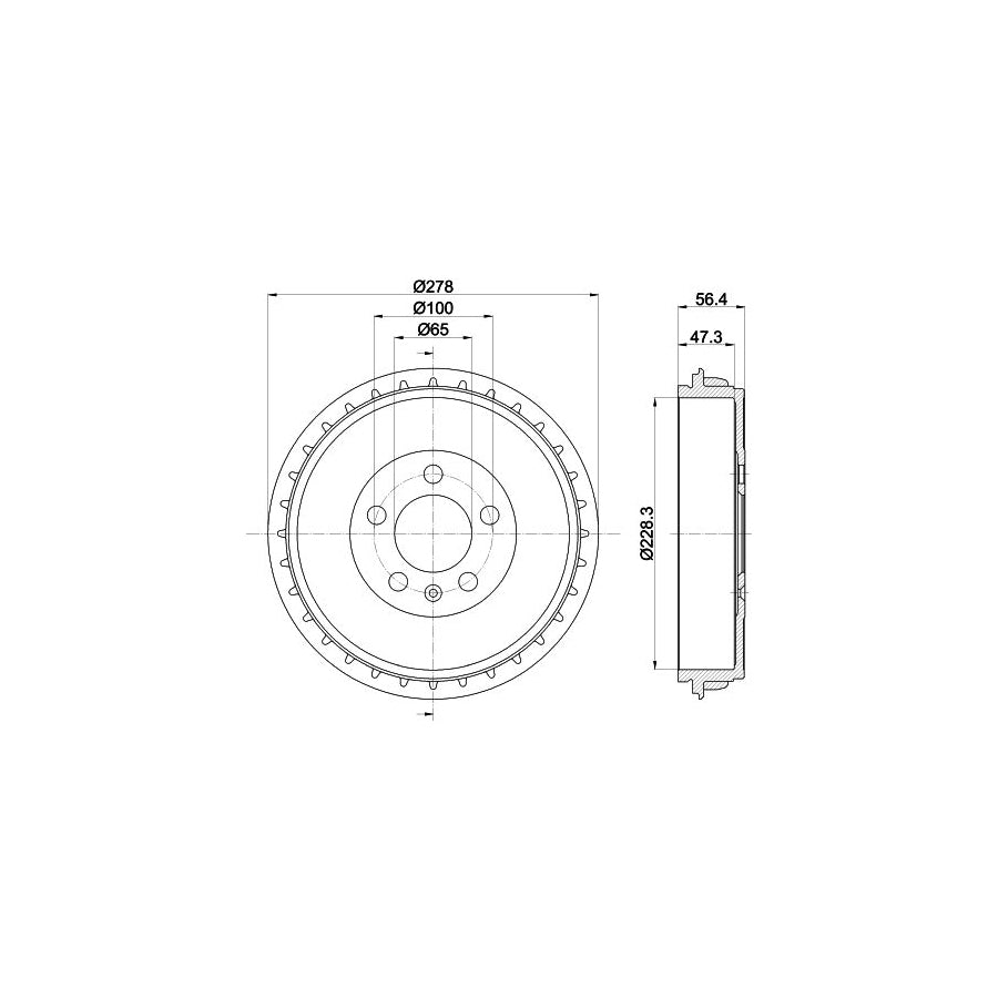 Hella 8DT 355 303-251 Brake Drum
