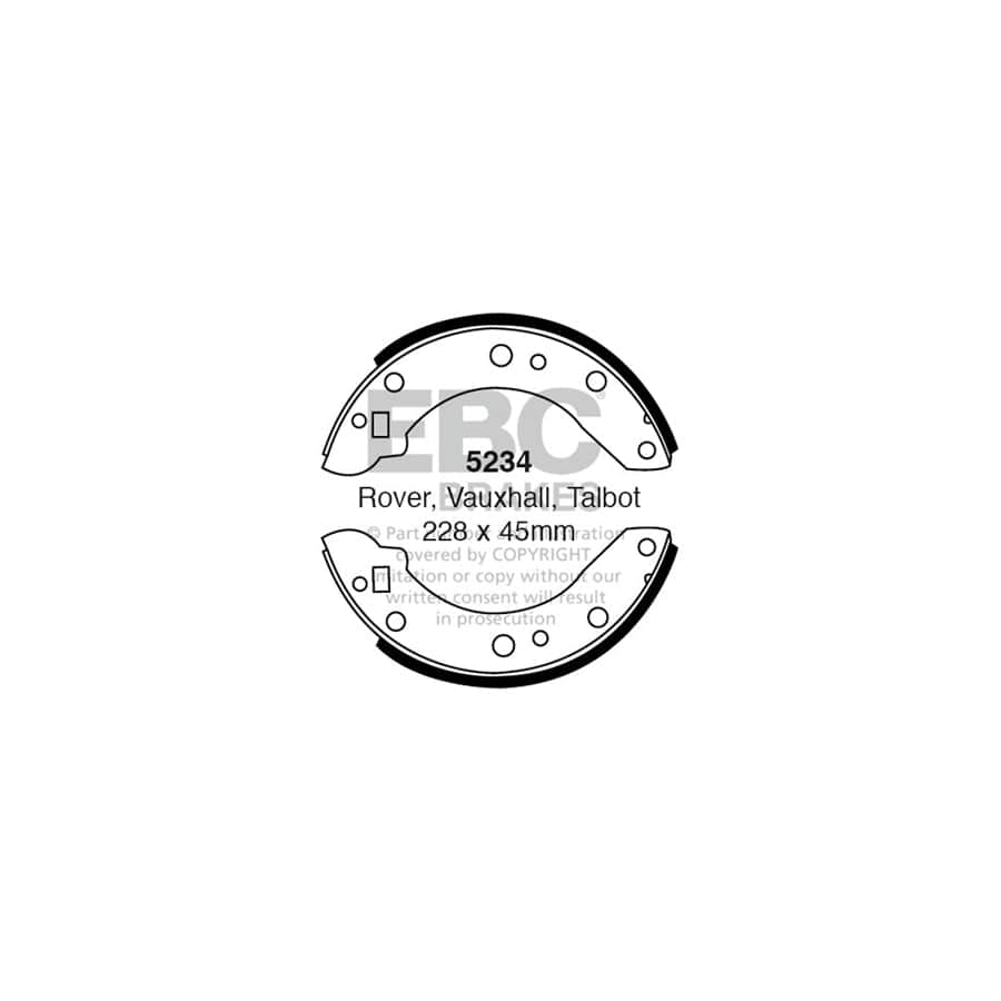 EBC 5234 Jensen Triumph Vauxhall Rear Brake Shoes 1 | Duco Car Parts UK Car Parts