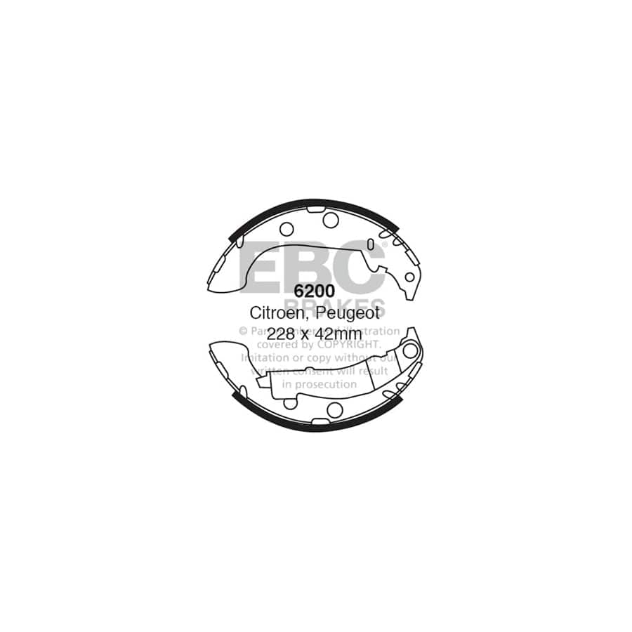 EBC 6200 Citroen Peugeot Rear Brake Shoes - Bendix Caliper (Inc. Xsara Estate & 306) 1 | Duco Car Parts UK Car Parts
