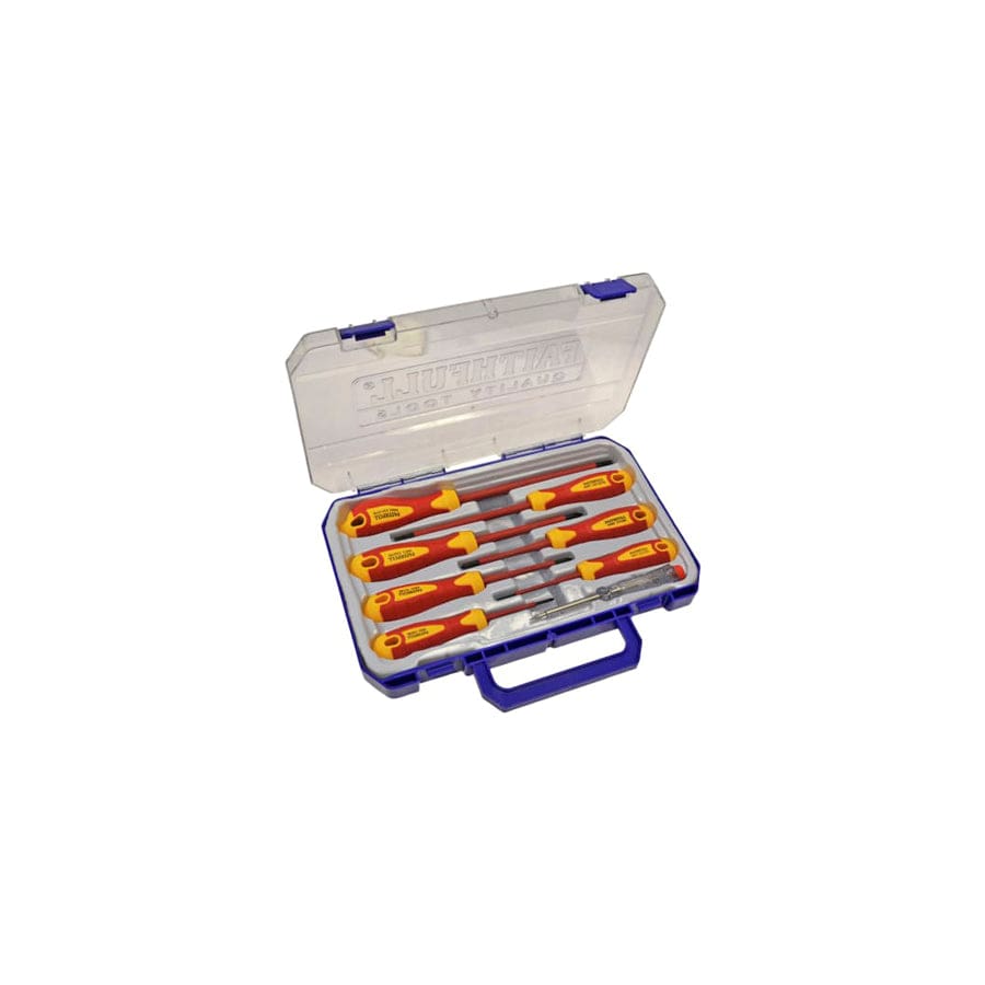 Faithfull FAISDVDESET8 VDE Soft Grip Screwdriver Set (Case), 8 Piece | Duco Car Parts UK