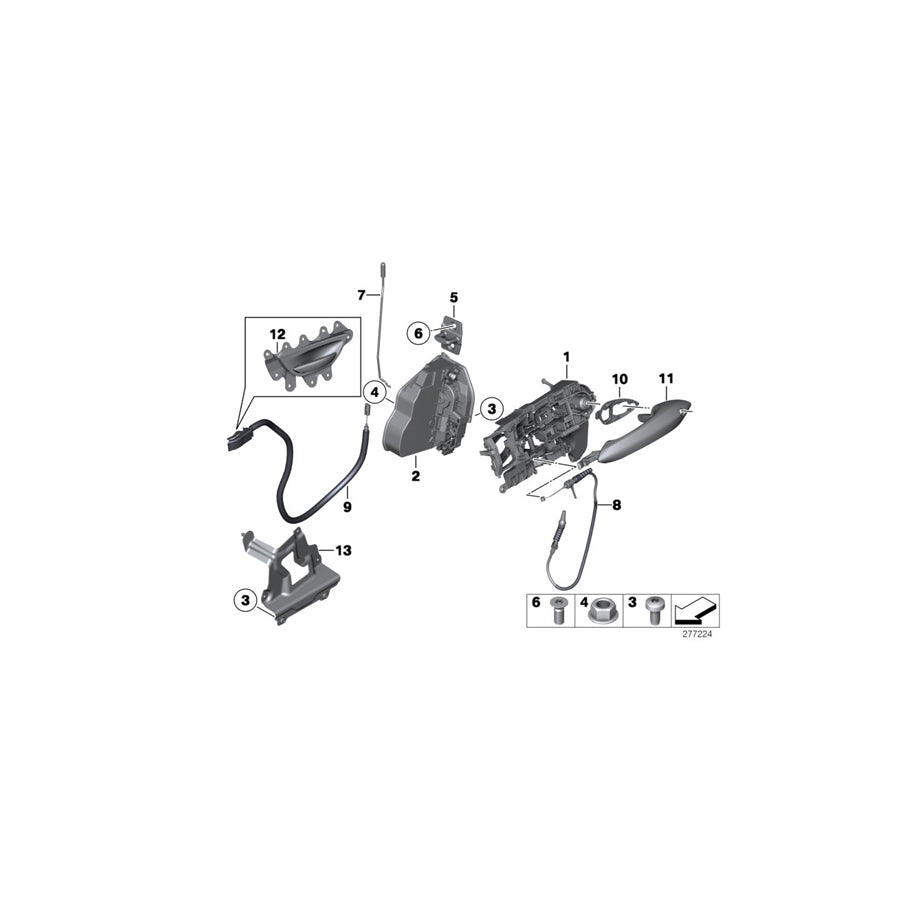 Genuine BMW 51217197802 Bowden Cable, Door Opener, Front (Inc. 528i, 535iX & 535dX) | Duco Car Parts UK