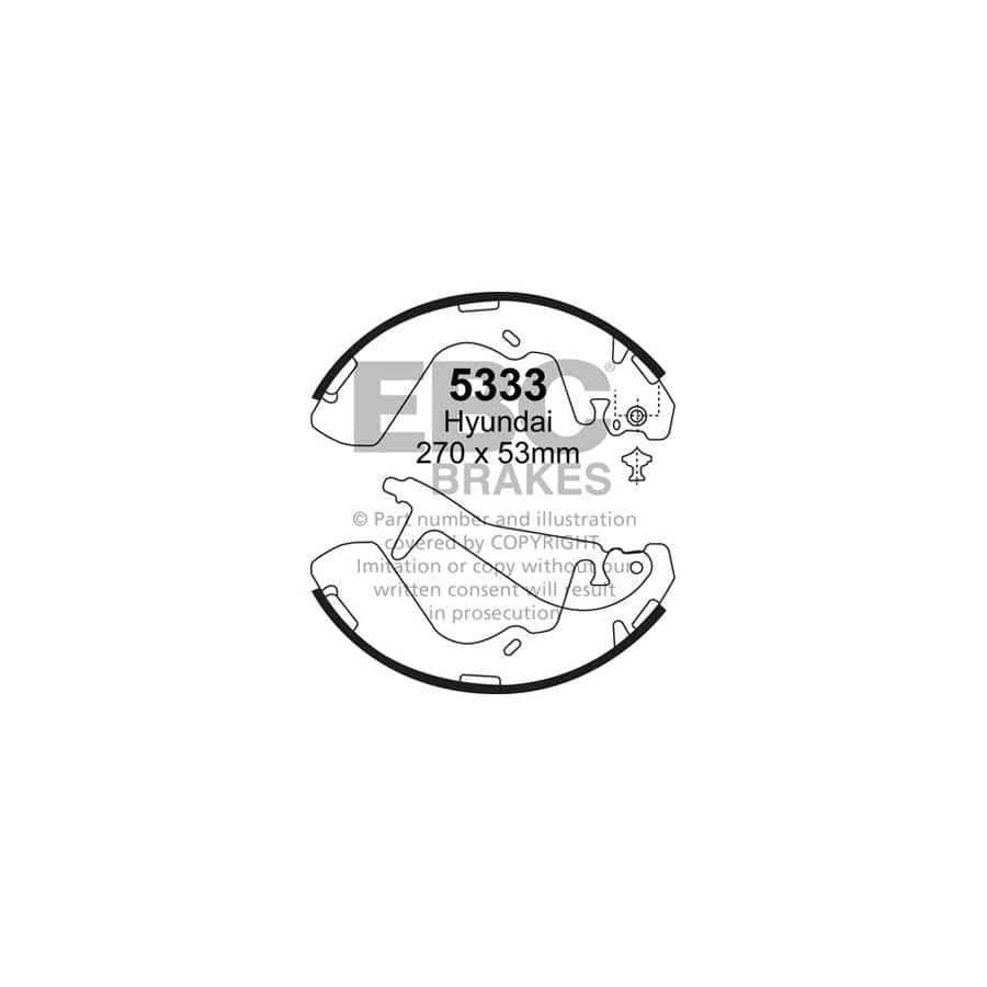 EBC 5333 Hyundai Rear Brake Shoes (Inc. H1 & Starex) 1 | Duco Car Parts UK Car Parts