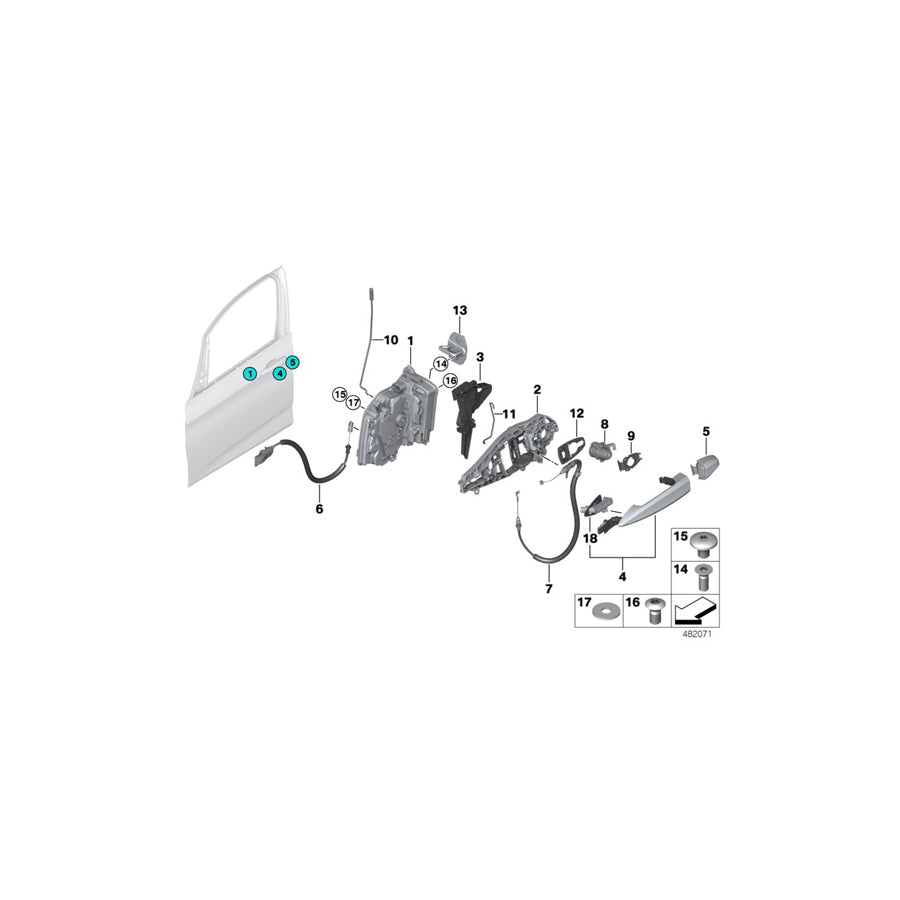 Genuine BMW 51217396305 F16 F48 F39 Door Handle, Primed, Outer Left (Inc. X6 35iX, X2 M35iX & X1 25dX) | Duco Car Parts UK