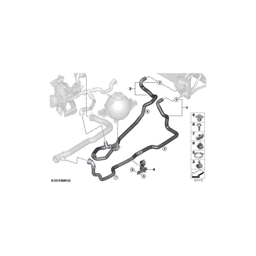 Genuine BMW 64216993464 G01 G02 Coolant Hose, Return (Inc. X3 18d, X3 M40iX & X4 M40iX) | Duco Car Parts UK Car Parts