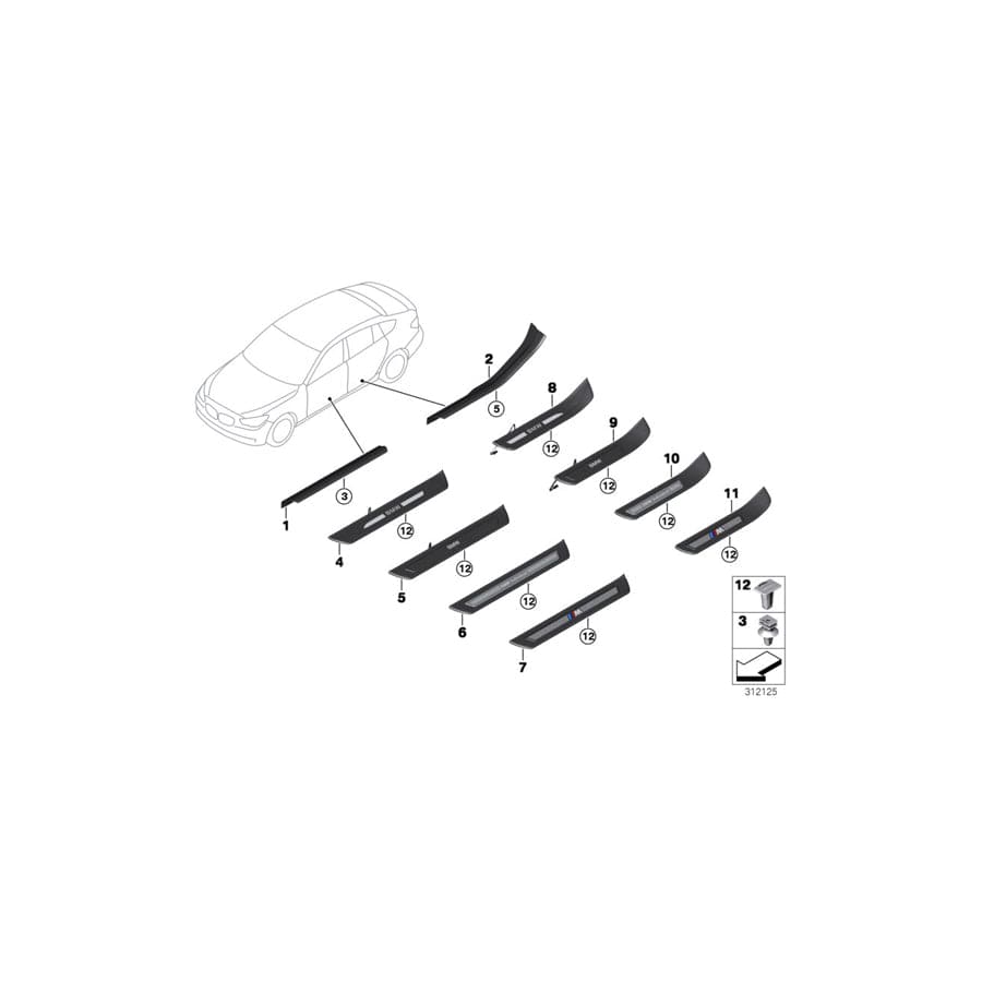 Genuine BMW 51477337016 F07 Cover, Door Sill, Lighted, Rear Right BMW (Inc. 550iX, 528i & 550i) | Duco Car Parts UK Car Parts