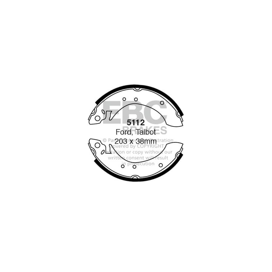 EBC 5112 Chrysler Ford Hillman Sunbeam Rear Brake Shoes 1 | Duco Car Parts UK Car Parts