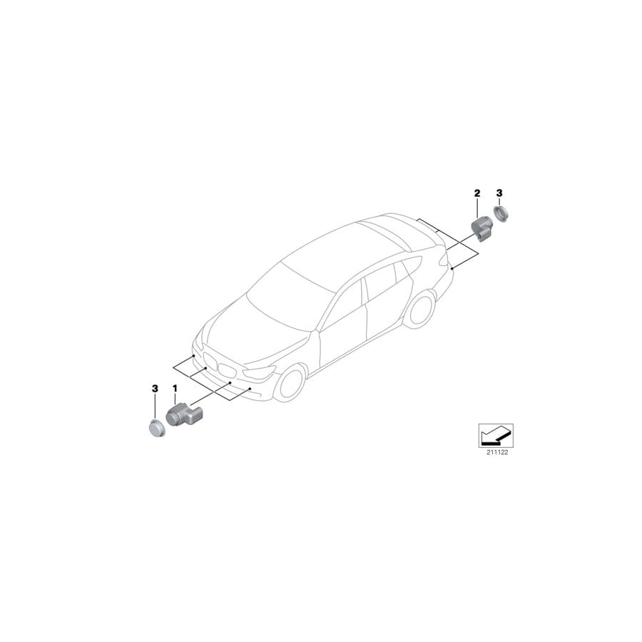 Genuine BMW 66202184214 F07 Ultrasonic Sensor, Color Code only for Individual and special colors (Inc. 530d, 535iX & 550iX 4.4) | Duco Car Parts UK Car Parts