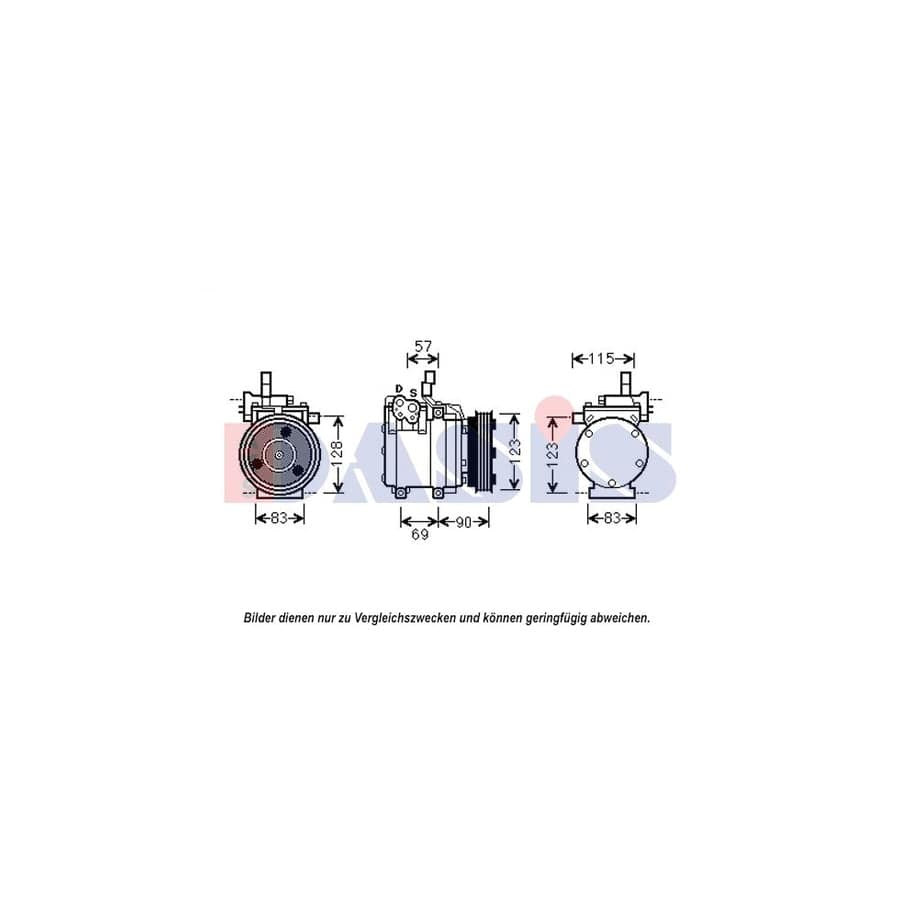 AKS Dasis 852561N Compressor, Air Conditioning For Hyundai Pony | Duco Car Parts UK