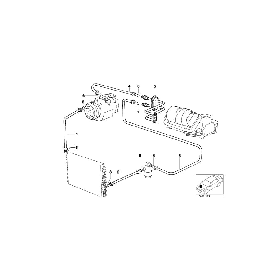 Genuine BMW 64538391166 E31 Suction Pipe Evaporator-Compressor (Inc. & 840i) | Duco Car Parts UK Car Parts