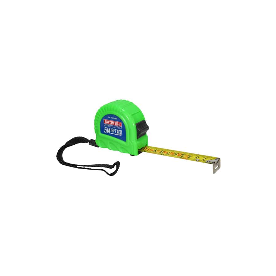 Faithfull FAITM519MI Twin Lock Tape Measure 5m/16ft (Width 19mm) | Duco Car Parts UK