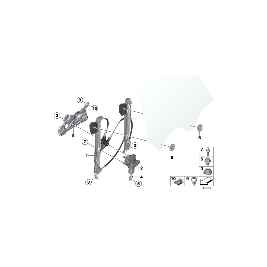 Genuine BMW 51357365257 Window Lifter Without Motor, Rear Left (Inc. 425d, 420d & 435i) | Duco Car Parts UK