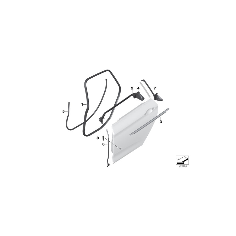 Genuine BMW 51357305583 Outer Weatherstrip, Rear Left Door SCHWARZ MATT (Inc. 318d, 325d & 320dX) | Duco Car Parts UK