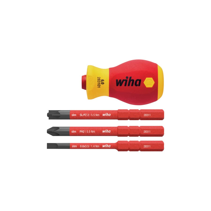 Wiha WHA41230 SoftFinish® electric slimVario Stubby Screwdriver Set, 4 Piece | Duco Car Parts UK