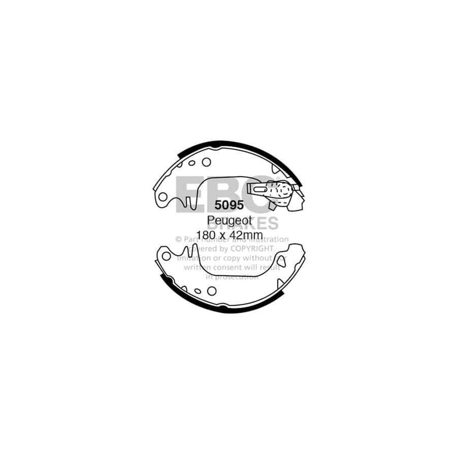 EBC 5095 Peugeot Renault Rear Brake Shoes 1 | Duco Car Parts UK Car Parts