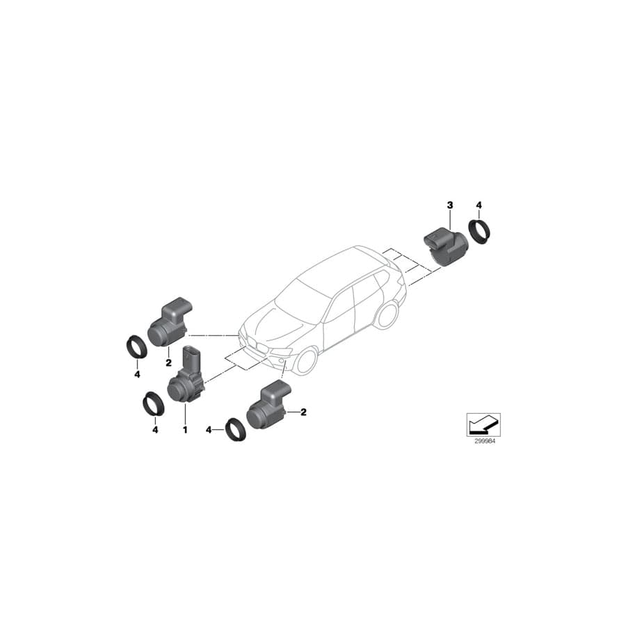 Genuine BMW 66209142204 E83 Ultrasonic Sensor, Silver Stone WA29 (Inc. X3 3.0sd, X3 1.8d & X3 2.0d) | Duco Car Parts UK Car Parts