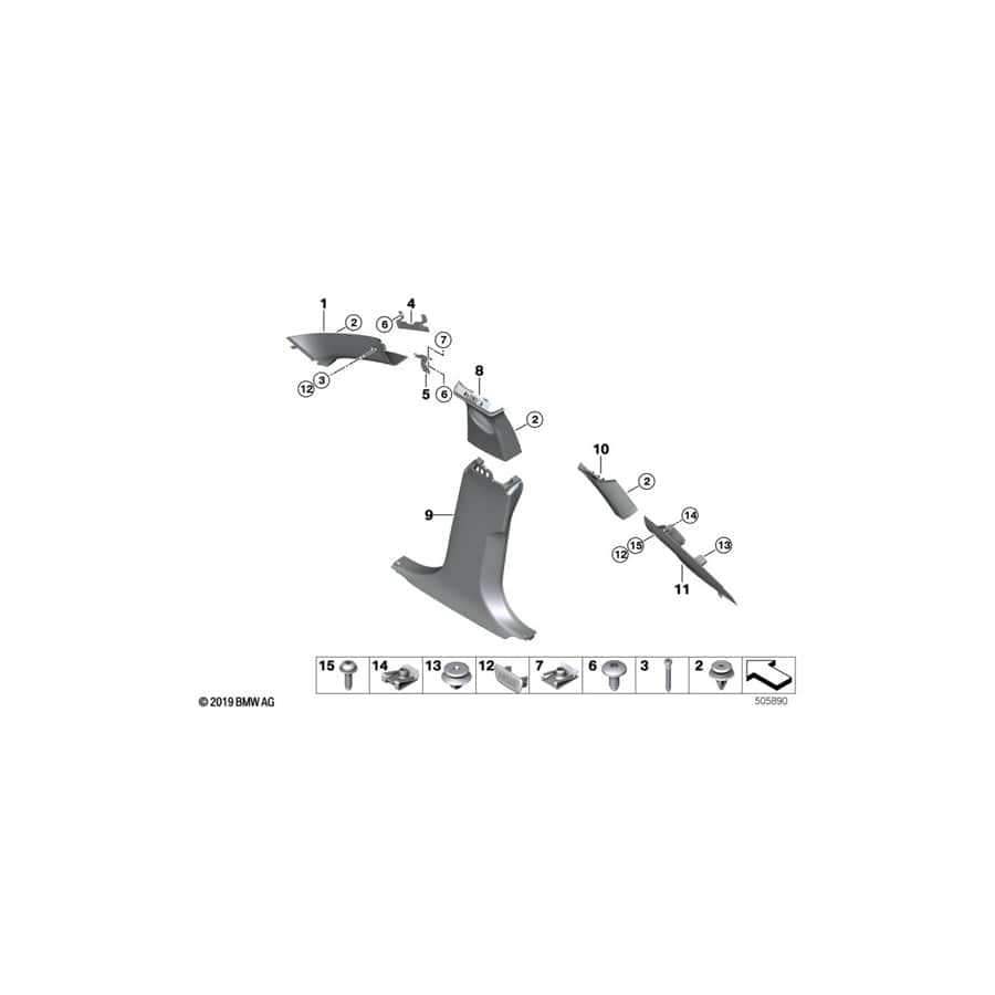 Genuine BMW 51436999472 F44 Cover, B-Column Bottom Right BLACK (Inc. M235iX, 228iX & 218i) | Duco Car Parts UK Car Parts