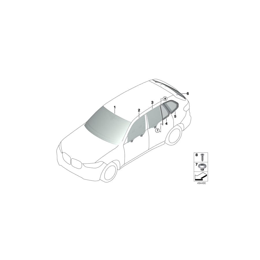 Genuine BMW 51357430935 G05 Side Window, Door, Left Rear (Inc. X5 30dX, X5 M50iX & X5 25dX) | Duco Car Parts UK Car Parts