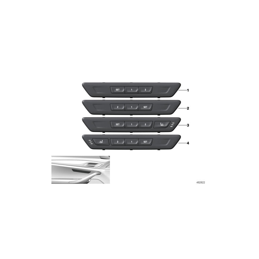 Genuine BMW 61316826752 G31 F90 G30 Operating Facility Seat Functions Left SCHWARZ (Inc. 520i, 630d & 525d) | Duco Car Parts UK