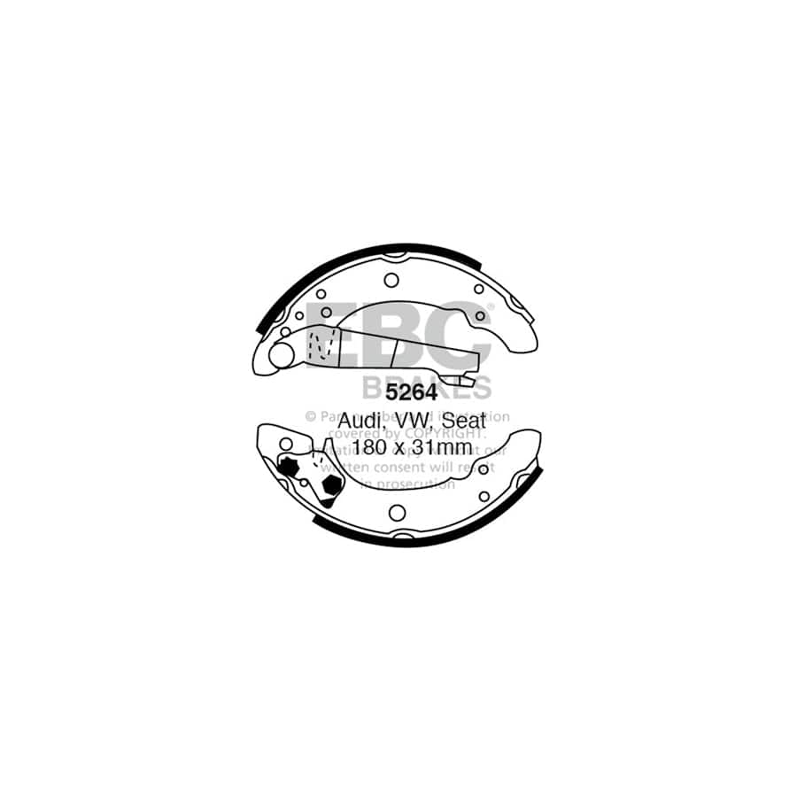 EBC 5264 Audi Seat VW Rear Brake Shoes - Girling/TRW Caliper 1 | Duco Car Parts UK Car Parts