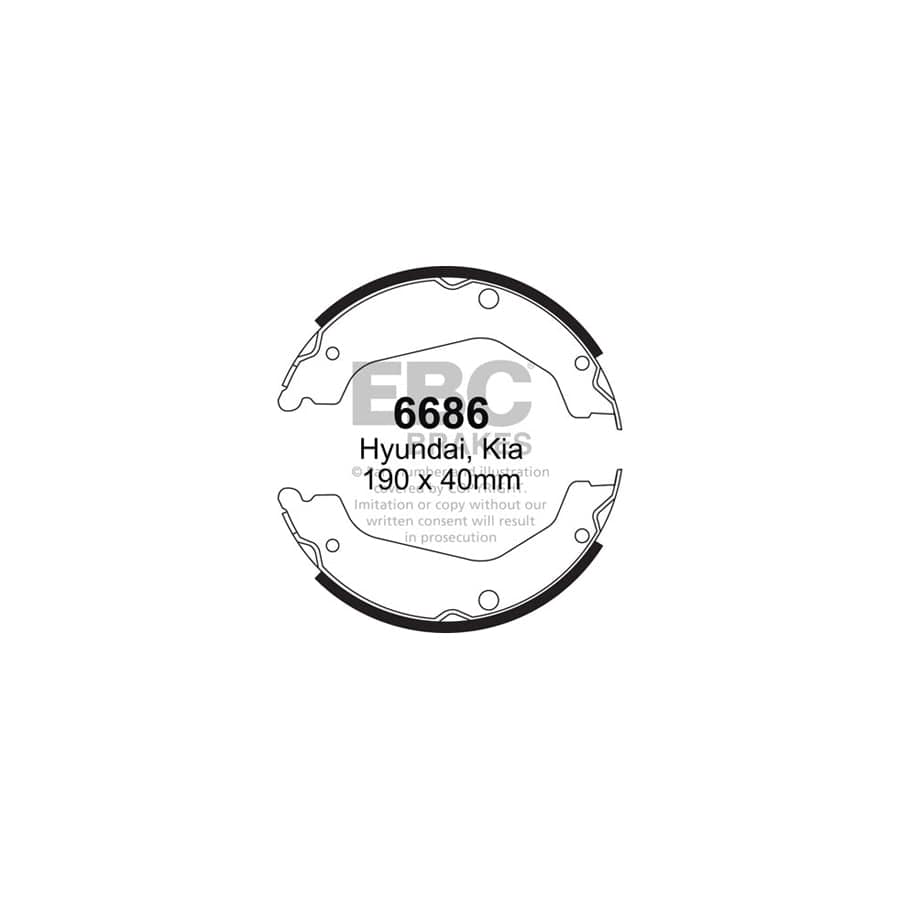 EBC 6686 Hyundai Kia Rear Brake Shoes (Inc. Terracan & Sorento) 1 | Duco Car Parts UK Car Parts